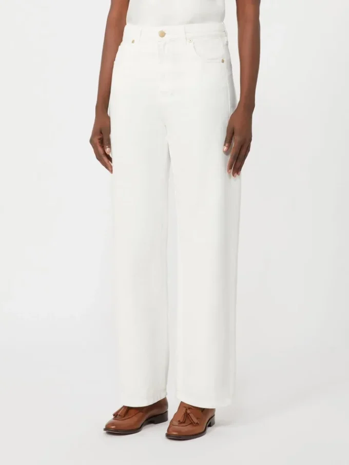 5-Pocket-Hose aus Baumwolle und Leinen, weiß 5-Pocket-Hose aus Baumwolle und Leinen, weiß