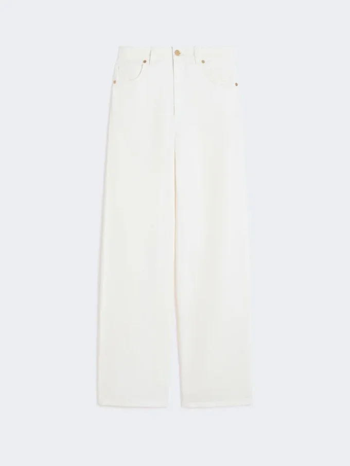 5-Pocket-Hose aus Baumwolle und Leinen, weiß 5-Pocket-Hose aus Baumwolle und Leinen, weiß
