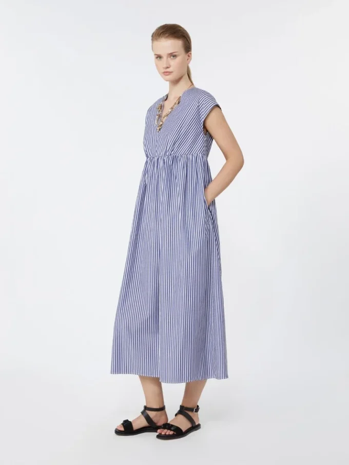 A-Linien-Kleid aus Baumwollpopeline, marineblau A-Linien-Kleid aus Baumwollpopeline, marineblau