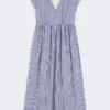 A-Linien-Kleid aus Baumwollpopeline, marineblau A-Linien-Kleid aus Baumwollpopeline, marineblau