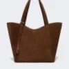 Archetipo-Handtasche aus Spaltleder, dunkelbraun Archetipo-Handtasche aus Spaltleder, dunkelbraun