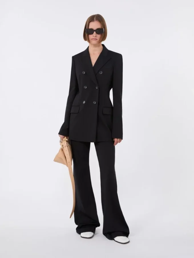 Ausgestellte Hose aus Stretch-Jersey, schwarz Ausgestellte Hose aus Stretch-Jersey, schwarz