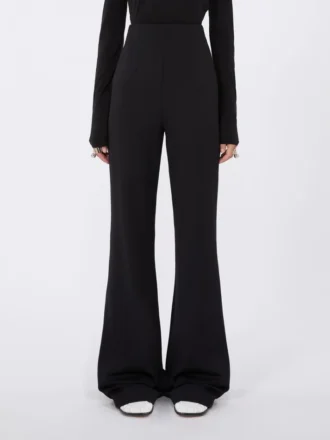 Ausgestellte Hose aus Stretch-Jersey, schwarz