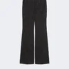 Ausgestellte Nadelstreifen-Wollhose, schwarz Ausgestellte Nadelstreifen-Wollhose, schwarz