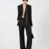Ausgestellte Stretch-Hose aus Wollstoff, schwarz Ausgestellte Stretch-Hose aus Wollstoff, schwarz