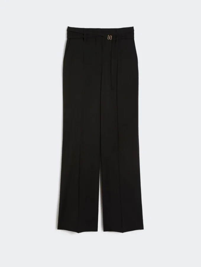 Ausgestellte Stretch-Hose aus Wollstoff, schwarz Ausgestellte Stretch-Hose aus Wollstoff, schwarz