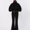 Ausgestellte Stretch-Viskosehose, schwarz Ausgestellte Stretch-Viskosehose, schwarz