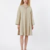 Ausgestelltes Kleid aus Baumwollpopeline, sandfarben