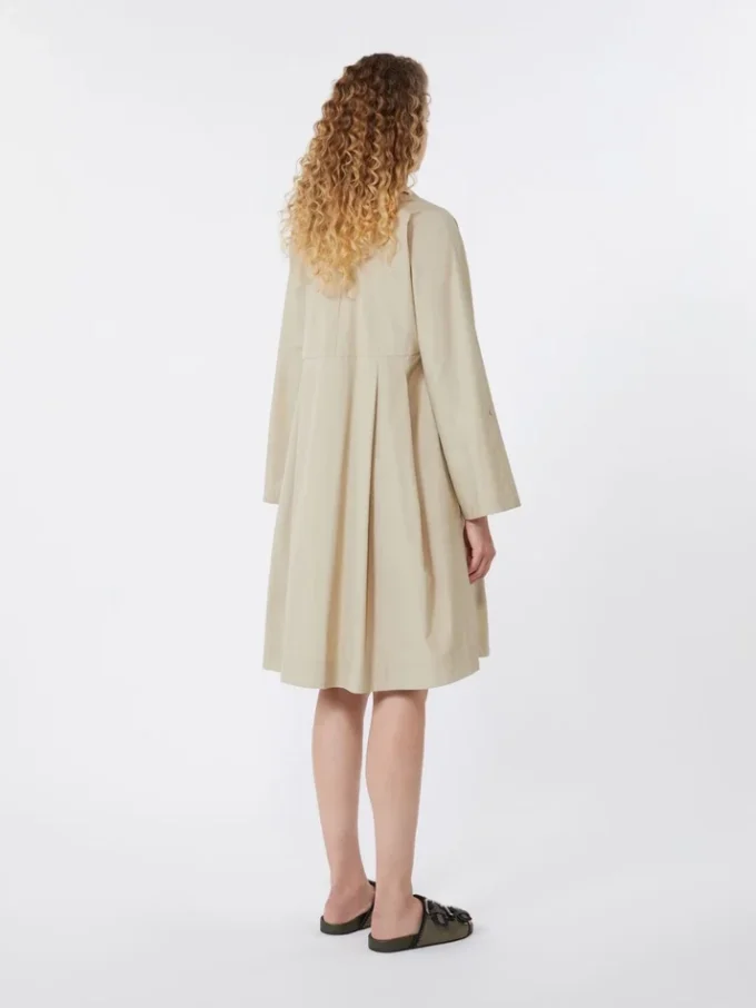 Ausgestelltes Kleid aus Baumwollpopeline, sandfarben