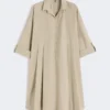 Ausgestelltes Kleid aus Baumwollpopeline, sandfarben