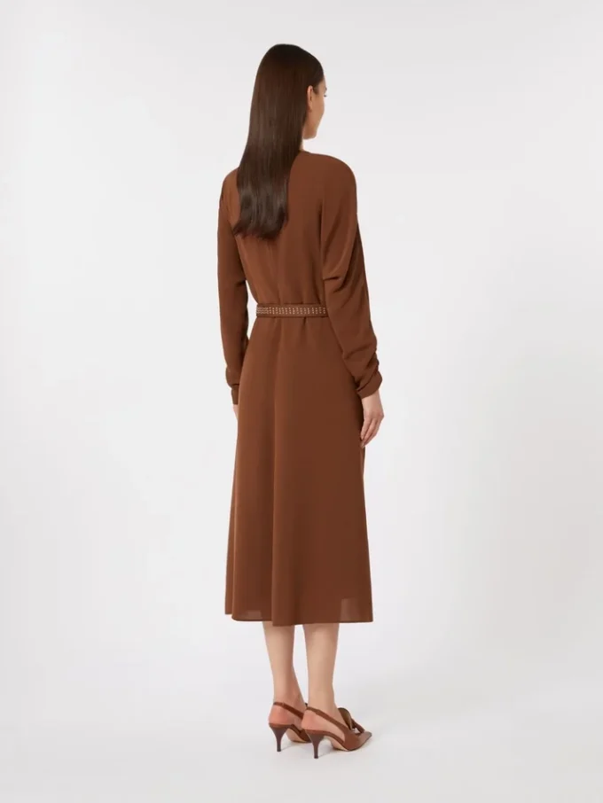 Ausgestelltes Kleid aus Cady, schokoladenbraun Ausgestelltes Kleid aus Cady, schokoladenbraun