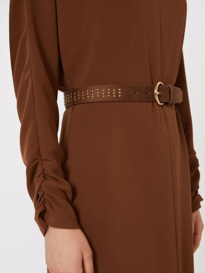 Ausgestelltes Kleid aus Cady, schokoladenbraun Ausgestelltes Kleid aus Cady, schokoladenbraun