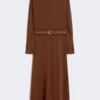 Ausgestelltes Kleid aus Cady, schokoladenbraun Ausgestelltes Kleid aus Cady, schokoladenbraun