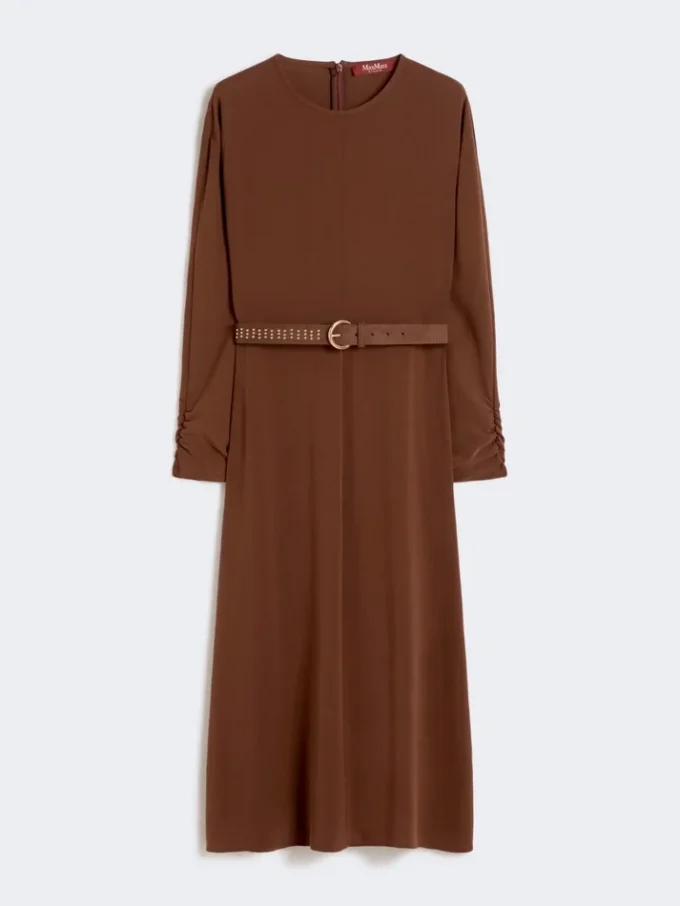 Ausgestelltes Kleid aus Cady, schokoladenbraun Ausgestelltes Kleid aus Cady, schokoladenbraun