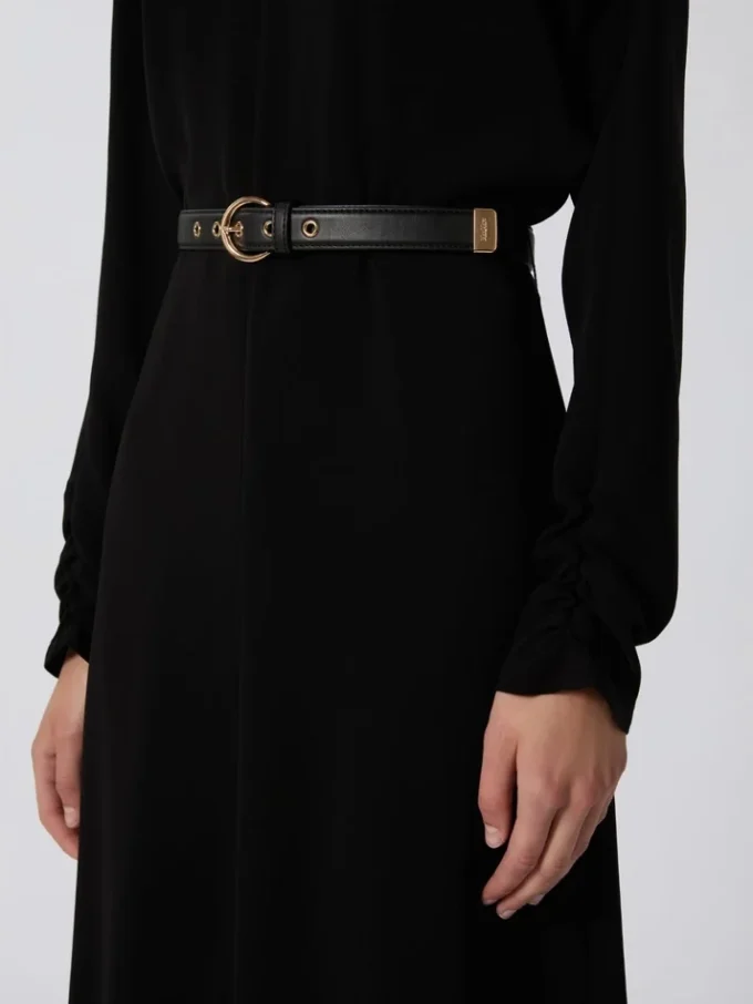 Ausgestelltes Kleid aus Cady, schwarz Ausgestelltes Kleid aus Cady, schwarz