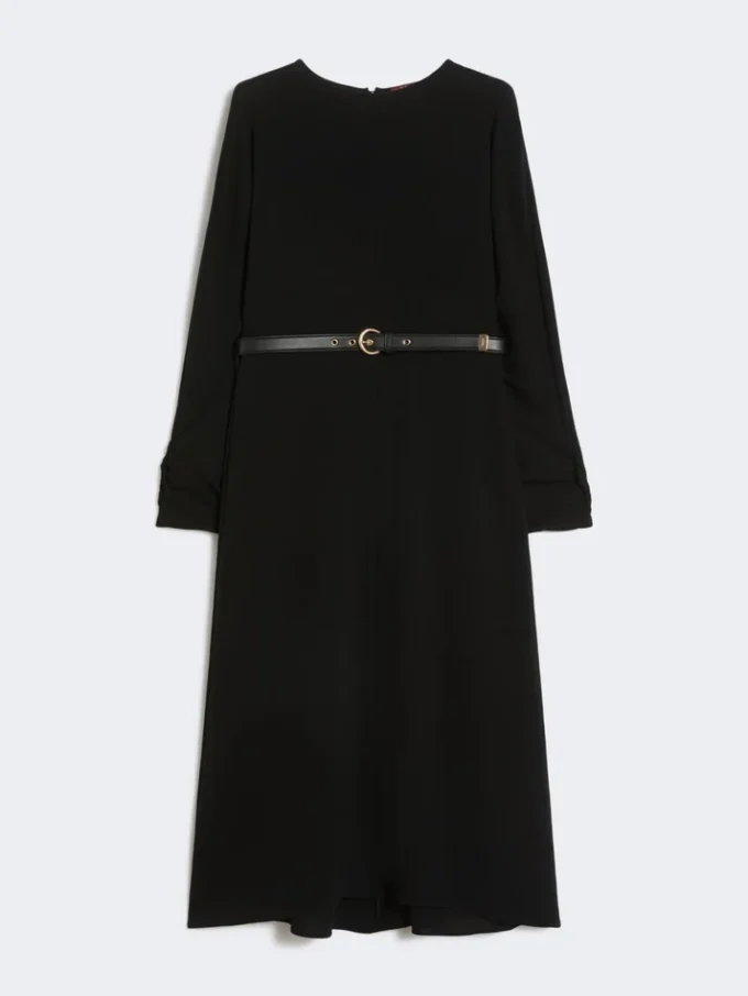 Ausgestelltes Kleid aus Cady, schwarz Ausgestelltes Kleid aus Cady, schwarz