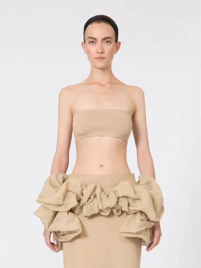 Bandeau-BH aus Stretch-Viskose, kamelfarben Bandeau-BH aus Stretch-Viskose, kamelfarben