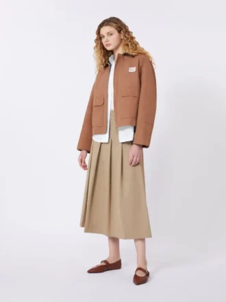 Baumwoll-Canvas-Jacke, tabakfarben