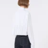 Baumwoll-Cropped-Shirt mit Plissee am Rücken, optisches Weiß Baumwoll-Cropped-Shirt mit Plissee am Rücken, optisches Weiß