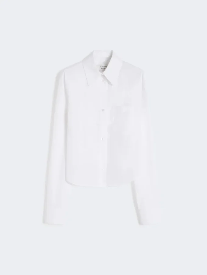 Baumwoll-Cropped-Shirt mit Plissee am Rücken, optisches Weiß Baumwoll-Cropped-Shirt mit Plissee am Rücken, optisches Weiß