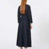 Baumwoll-Denimkleid mit Gürtel, ultramarinblau