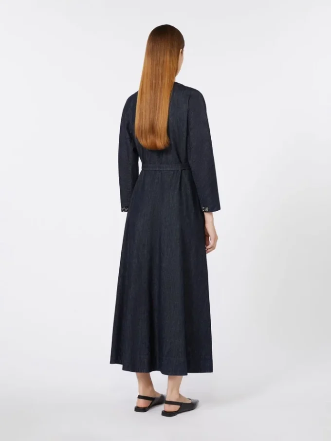 Baumwoll-Denimkleid mit Gürtel, ultramarinblau