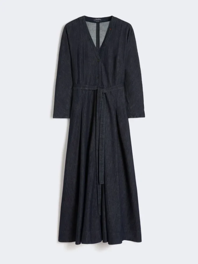 Baumwoll-Denimkleid mit Gürtel, ultramarinblau