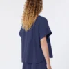 Baumwoll-Popeline-Shirt mit Rundhalsausschnitt, marineblau Baumwoll-Popeline-Shirt mit Rundhalsausschnitt, marineblau