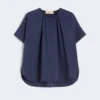 Baumwoll-Popeline-Shirt mit Rundhalsausschnitt, marineblau Baumwoll-Popeline-Shirt mit Rundhalsausschnitt, marineblau