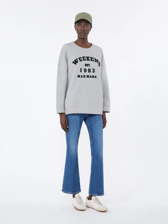 Baumwoll-Sweatshirt mit Rundhalsausschnitt, hellgrau Baumwoll-Sweatshirt mit Rundhalsausschnitt, hellgrau