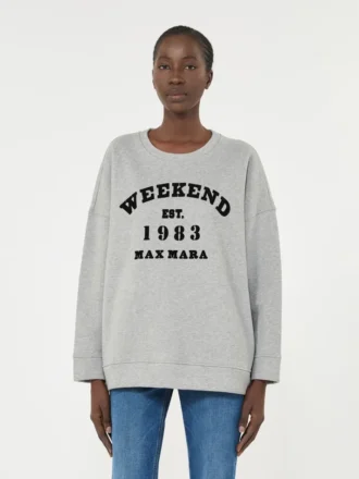 Baumwoll-Sweatshirt mit Rundhalsausschnitt, hellgrau