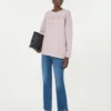 Baumwoll-Sweatshirt mit Rundhalsausschnitt, lila Baumwoll-Sweatshirt mit Rundhalsausschnitt, lila