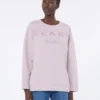 Baumwoll-Sweatshirt mit Rundhalsausschnitt, lila Baumwoll-Sweatshirt mit Rundhalsausschnitt, lila