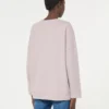 Baumwoll-Sweatshirt mit Rundhalsausschnitt, lila Baumwoll-Sweatshirt mit Rundhalsausschnitt, lila