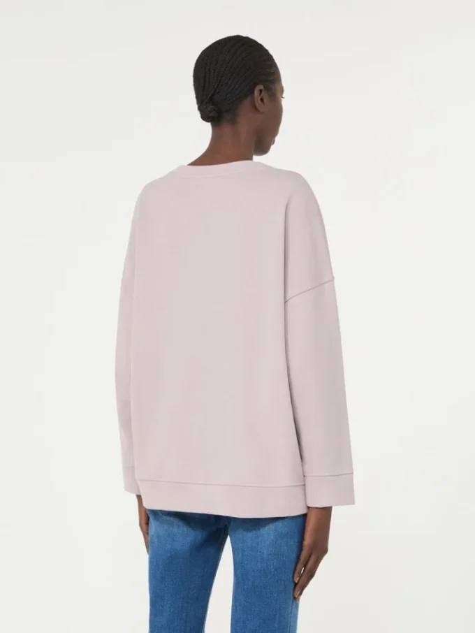 Baumwoll-Sweatshirt mit Rundhalsausschnitt, lila Baumwoll-Sweatshirt mit Rundhalsausschnitt, lila