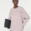 Baumwoll-Sweatshirt mit Rundhalsausschnitt, lila Baumwoll-Sweatshirt mit Rundhalsausschnitt, lila