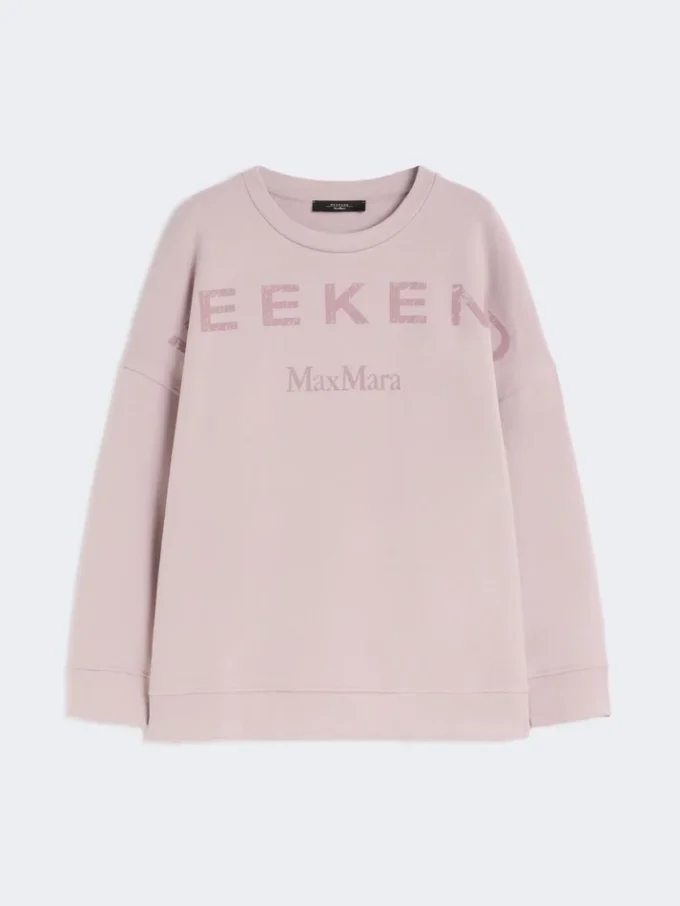 Baumwoll-Sweatshirt mit Rundhalsausschnitt, lila Baumwoll-Sweatshirt mit Rundhalsausschnitt, lila