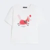 Baumwoll-T-Shirt mit Aufdruck und Stickerei, weiß Baumwoll-T-Shirt mit Aufdruck und Stickerei, weiß
