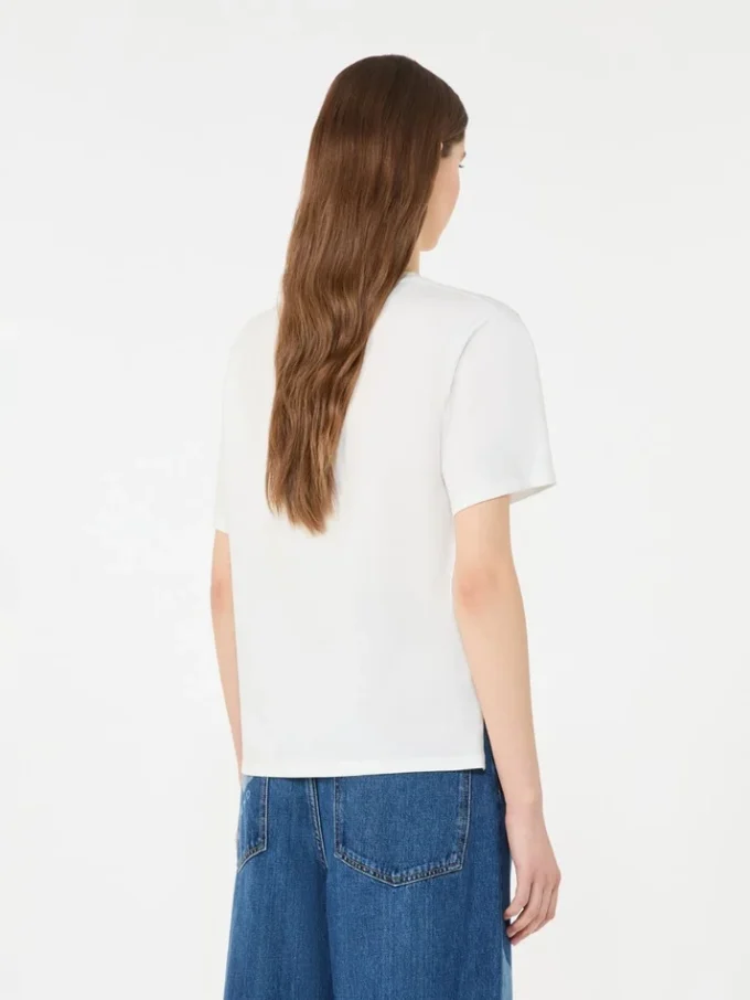 Baumwoll-T-Shirt mit grafischem Aufdruck, weiß Baumwoll-T-Shirt mit grafischem Aufdruck, weiß
