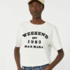 Baumwoll-T-Shirt mit grafischem Aufdruck, weiß Baumwoll-T-Shirt mit grafischem Aufdruck, weiß