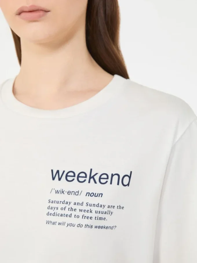 Baumwoll-T-Shirt mit grafischem Aufdruck, weiß Baumwoll-T-Shirt mit grafischem Aufdruck, weiß