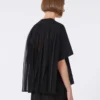 Baumwoll-T-Shirt mit plissiertem Rücken, schwarz Baumwoll-T-Shirt mit plissiertem Rücken, schwarz