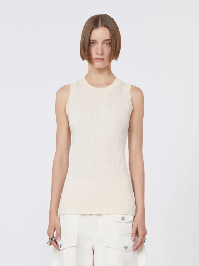 Baumwoll-Tanktop, Ecru Baumwoll-Tanktop, Ecru