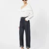 Baumwollbluse mit Stola, optisch weiß Baumwollbluse mit Stola, optisch weiß