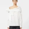 Baumwollbluse mit Stola, optisch weiß Baumwollbluse mit Stola, optisch weiß