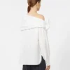 Baumwollbluse mit Stola, optisch weiß Baumwollbluse mit Stola, optisch weiß