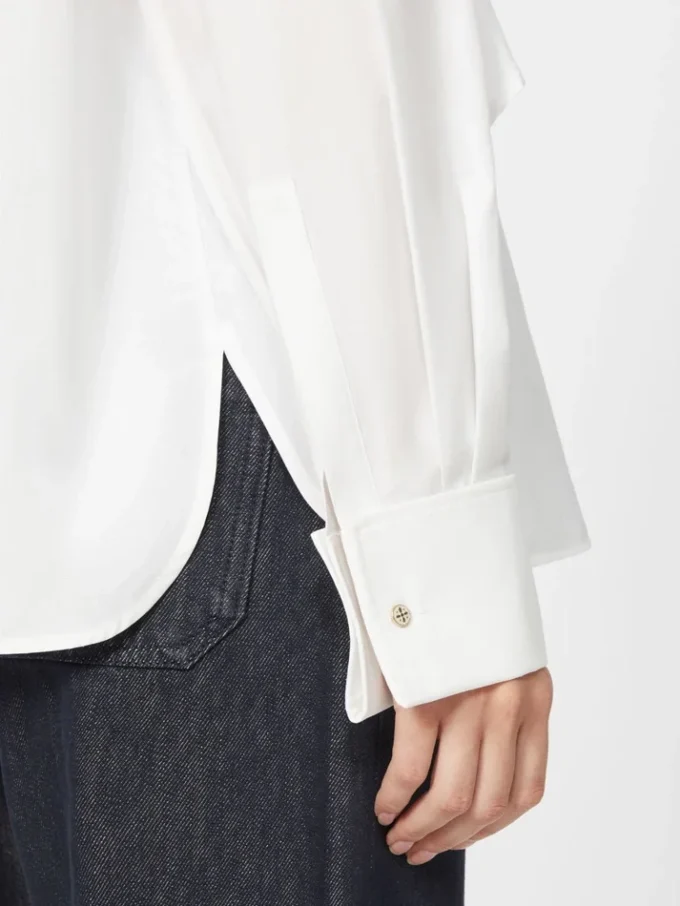 Baumwollbluse mit Stola, optisch weiß Baumwollbluse mit Stola, optisch weiß