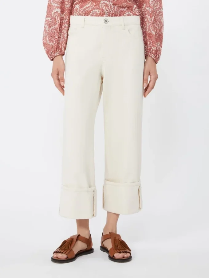 Baumwollhose im Bull-Stil mit Umschlag, ecru Baumwollhose im Bull-Stil mit Umschlag, ecru