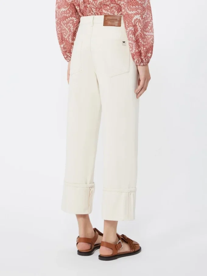 Baumwollhose im Bull-Stil mit Umschlag, ecru Baumwollhose im Bull-Stil mit Umschlag, ecru