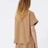 Baumwollpopeline-Shirt mit Rundhalsausschnitt, tabakfarben Baumwollpopeline-Shirt mit Rundhalsausschnitt, tabakfarben
